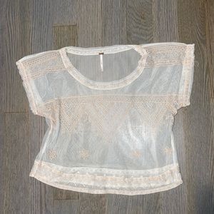 Tan Mesh Free People Blouse